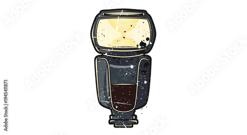 Vintage Camera Flash Unit with Grunge Texture