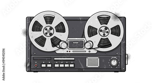 Vintage reel-to-reel audio recorder, retro technology, music equipment