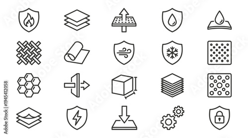 Collection of industrial and security icons in a grid layout