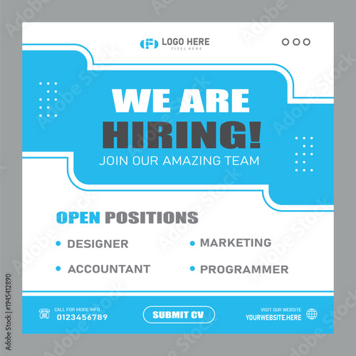 We are hiring job vacancy web banner and social media post template