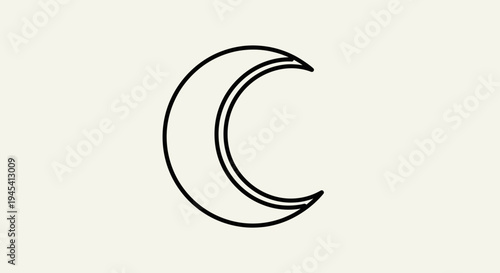 Minimalist black outline drawing of a crescent moon, a simple celestial symbol representing night, dreams, and cosmic wonder.