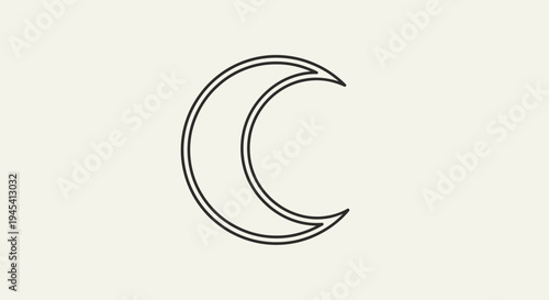 Minimalist Crescent Moon Outline Icon. Simple Celestial Symbol Vector Illustration for Design Elements, Night, and Sleep.