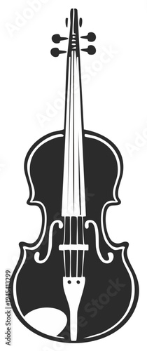 Silhouette illustration of a violin with white outlines, perfect for music design.