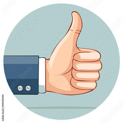 Cartoon Hand Gesture Shows Approval with Thumb Up Positive Feedback Illustration