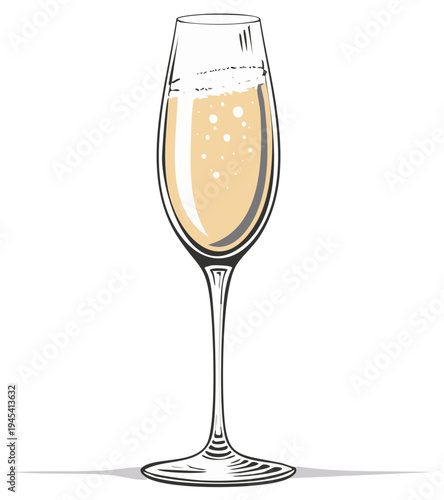 Elegant champagne flute with bubbly drink, celebration beverage art