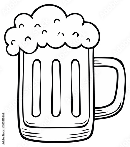 Beer mug with overflowing foam illustration