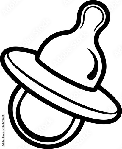 Baby nipple Isolated on white background. Coloring book. black and white , white background
