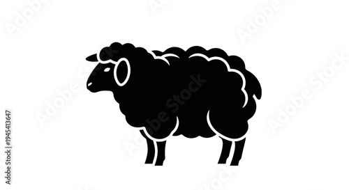 Black sheep silhouette vector icon illustration. Farm animal livestock symbol isolated on a clean white background, simple graphic design.