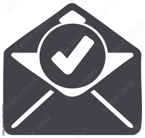 Envelope icon with check mark inside representing email confirmation and message approval