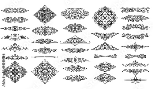 Elegant arabesque ornamental vector set with decorative borders and classic patterns