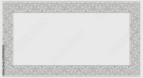 Elegant vintage ornate decorative rectangular frame with intricate floral pattern, classic gray border design element, vector illustration