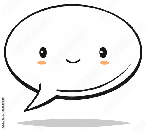 Cute kawaii speech bubble with happy face and blush cheeks