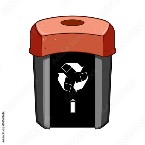 Illustration of a distinct receptacle for collecting used batteries, emphasizing environmental responsibility and promoting safe waste management practices for toxic materials