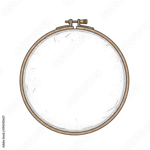 Embroidery hoop with blank white fabric for crafting and sewing projects
