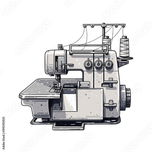 Modern Serger Sewing Machine Illustration