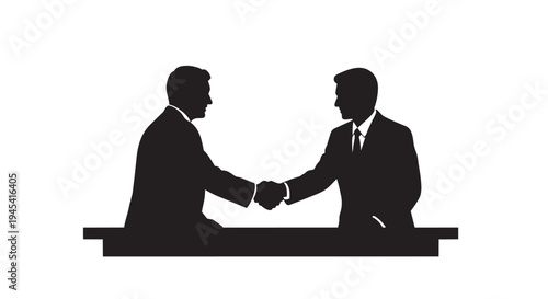 Illustration of two businessmen shaking hands in a deal or partnership agreement