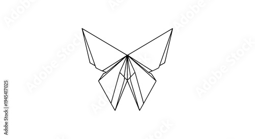 origami butterfly line art, black outline vector, folded paper butterfly, minimal geometric origami style, clean stroke