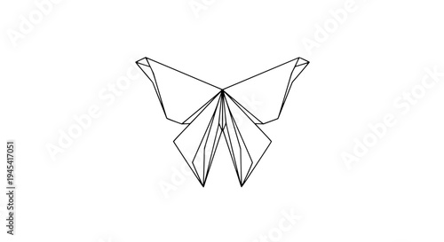 origami butterfly line art, black outline vector, folded paper butterfly, minimal geometric origami style, clean stroke