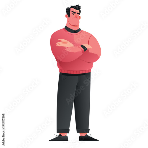 choleric leader character confident pose flat vector illustration isolated on white background