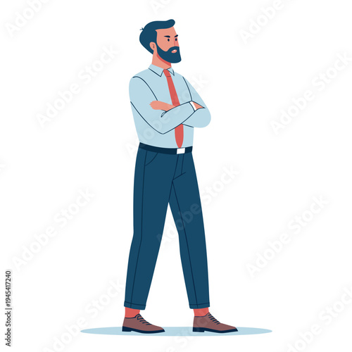 choleric leader character confident pose flat vector illustration isolated on white background