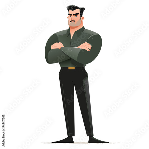 choleric leader character confident pose flat vector illustration isolated on white background