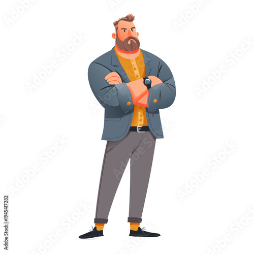choleric leader character confident pose flat vector illustration isolated on white background