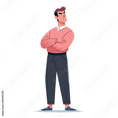 choleric leader character confident pose flat vector illustration isolated on white background