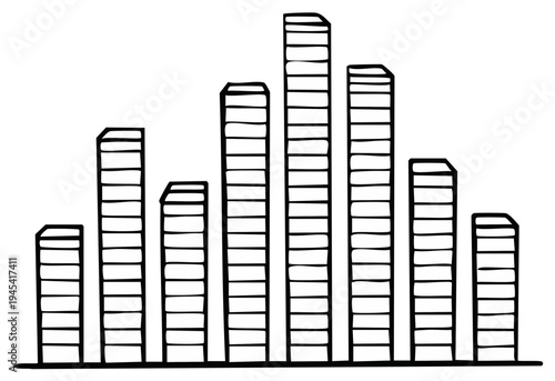 Simple hand drawn bar graph illustration with varying heights