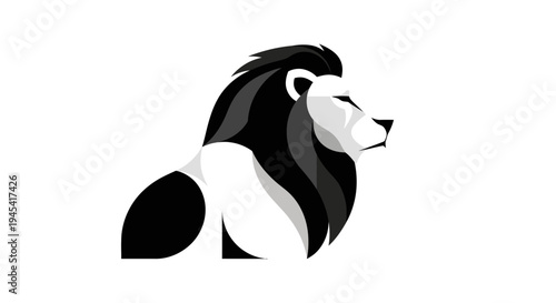Black and White Lion Illustration Profile.