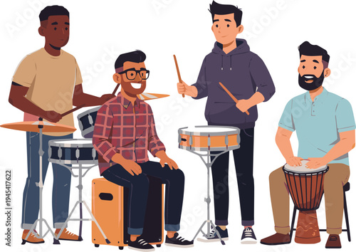 Create a realistic kinds of deferent Dads drum vector art with white background..e