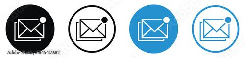 Professional envelope icons with a notification dot. Ideal for unread messages, new email alerts, digital communication, and newsletter subscription symbols for web and mobile apps.