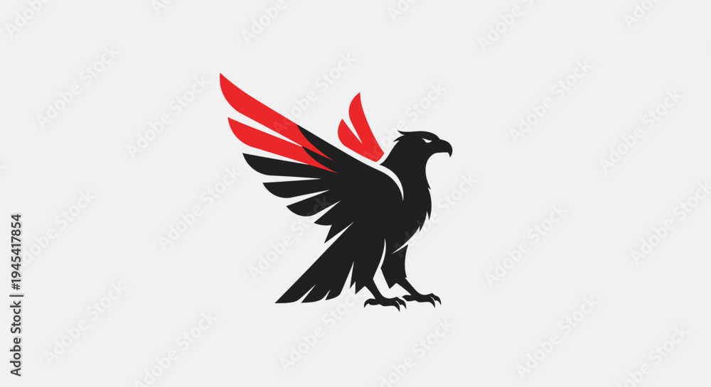 Obraz premium Black Bird Logo with Red Accents.