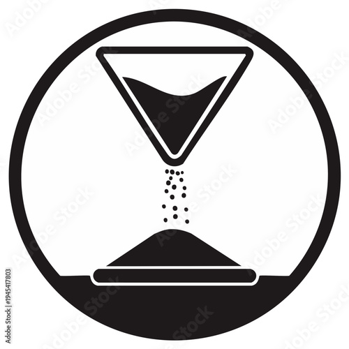 Abstract hourglass icon with falling sand symbolizing the passage of time and process