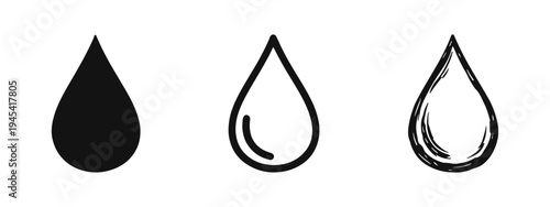 Water Drop Liquid Symbol Icon Set - Raindrop and Fluid Element Icons