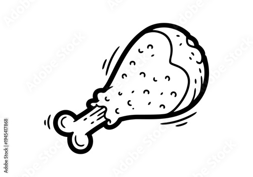 Hand-drawn illustration of a delicious fried chicken drumstick.