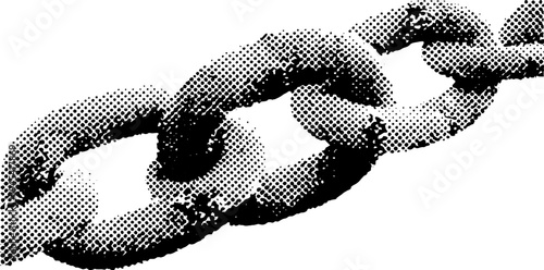 Broken chain link halftone design in black and white
