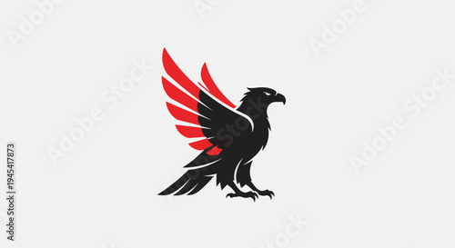 Black Bird Silhouette with Red Wings.
