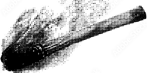 Burning match stick in black and white halftone style for vintage design