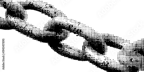Broken chain link halftone design in black and white for vintage artistic projects