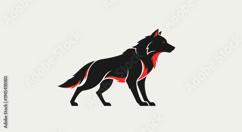 Black Dog Illustration with Red Accents.