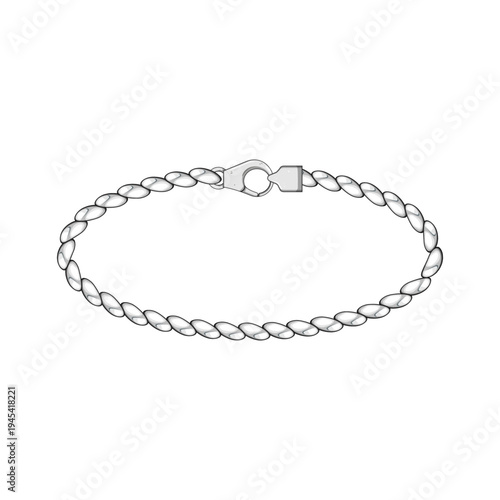 Silver twisted chain bracelet with lobster clasp, polished metal links offering elegant, timeless fashion and luxury jewelry styling for gifts, accessories, and product visuals
