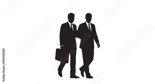 Illustration of two businessmen walking together in formal wear