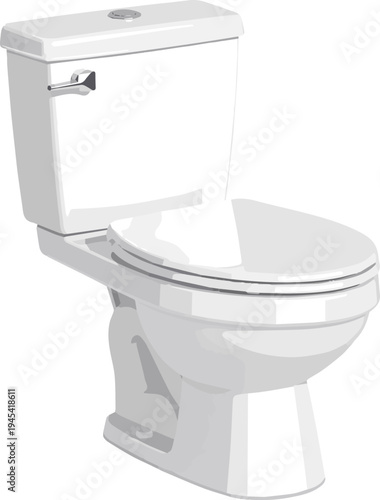 Create a realistic White toilet vector art with white background