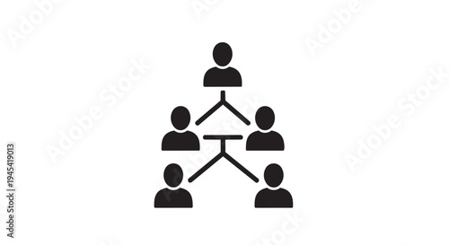 Illustration of black silhouette of hierarchical organizational structure
