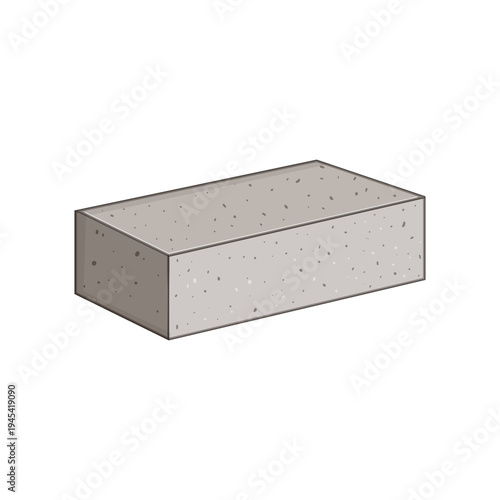 Grey concrete block illustration representing a fundamental building component for construction, architecture, repair, and home improvement projects, symbolizing strength and durability