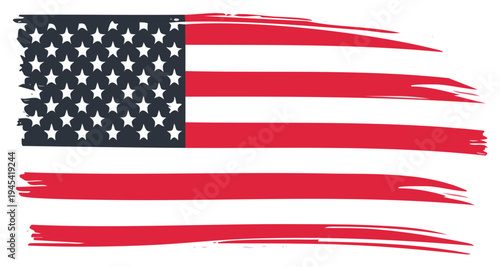 American flag with artistic brushstroke effect, patriotic symbol