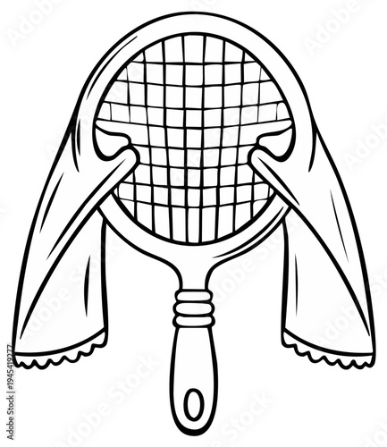 Handheld mirror with fabric draped over the reflective surface and handle