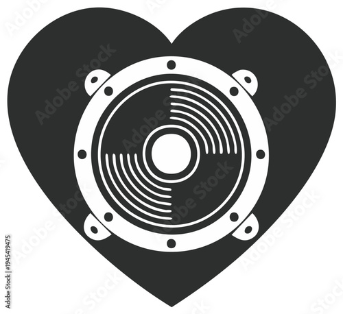 Black Heart Shaped Speaker Sound Love Loud music audio system