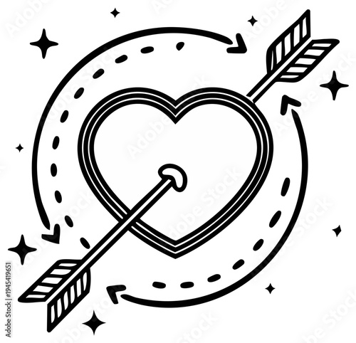 Heart Arrow Love Line Art Graphic Symbol Vector Illustration Valentines Day Icon Design