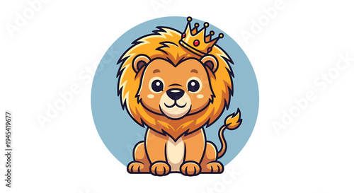 A cartoon lion wearing a crown.
